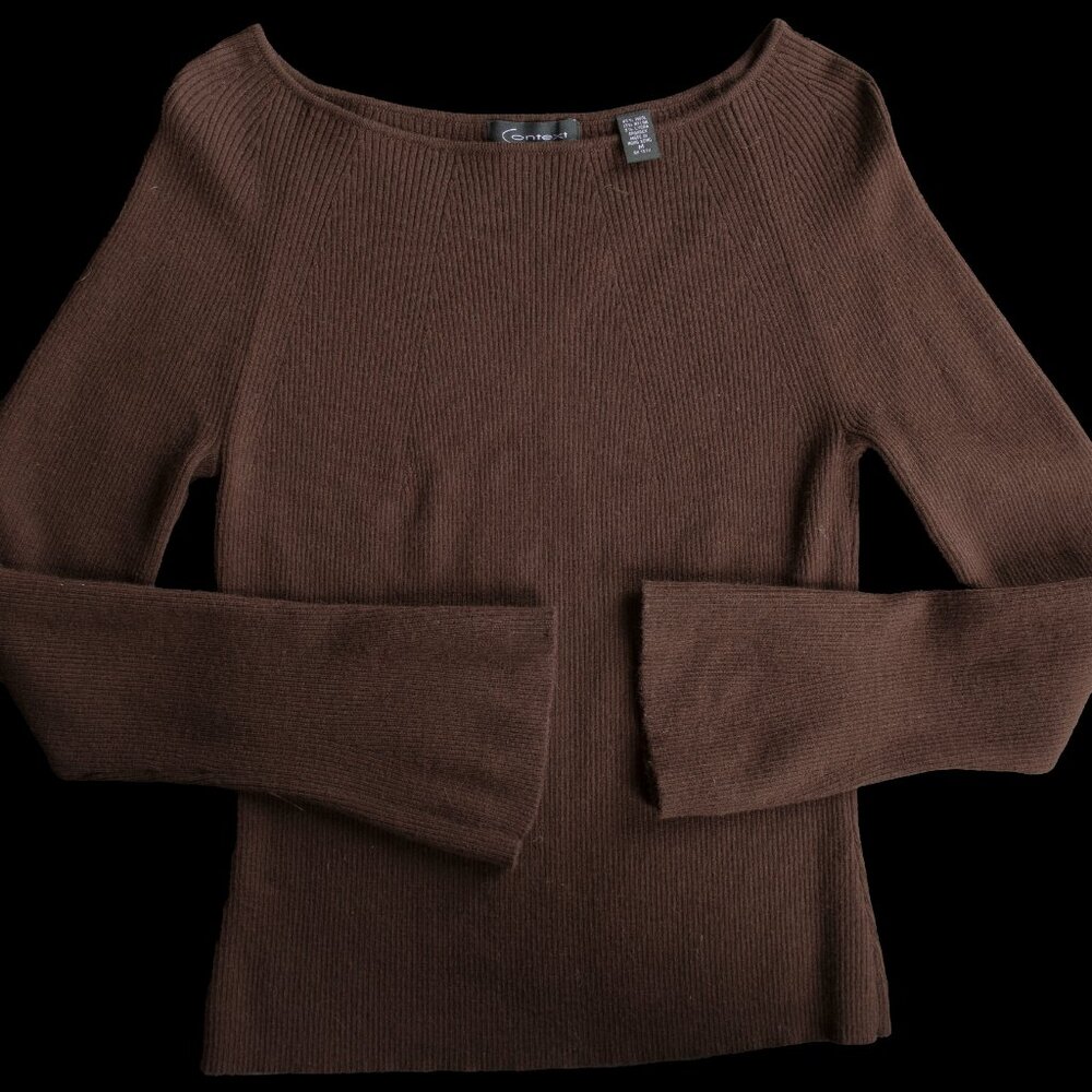 Context Wool Blend Sweater Ribbed Rounded Necklin… - image 8